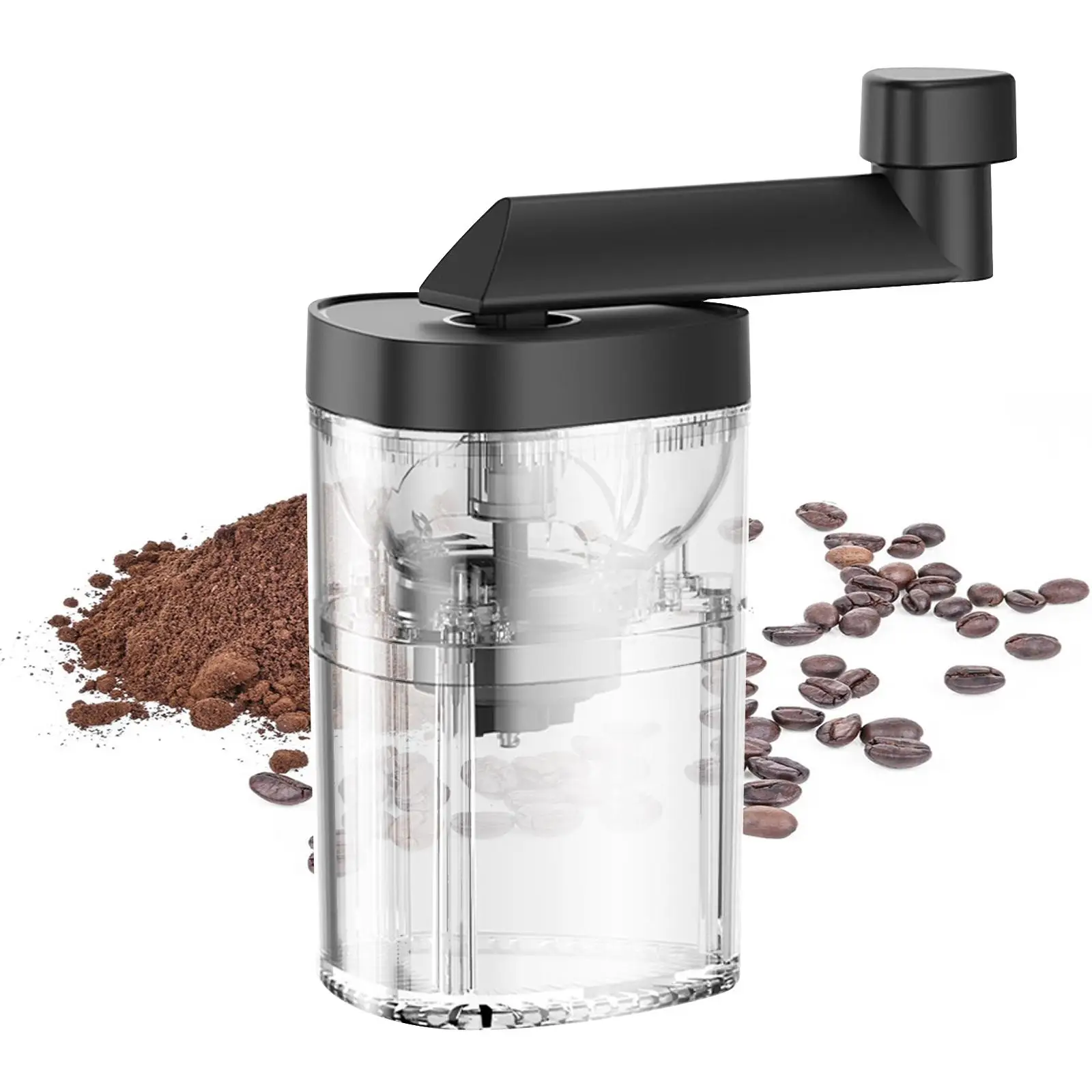 Manual Adjustable Coffee Grinder Clear Tank Easy to Cleaning Espresso Grinder