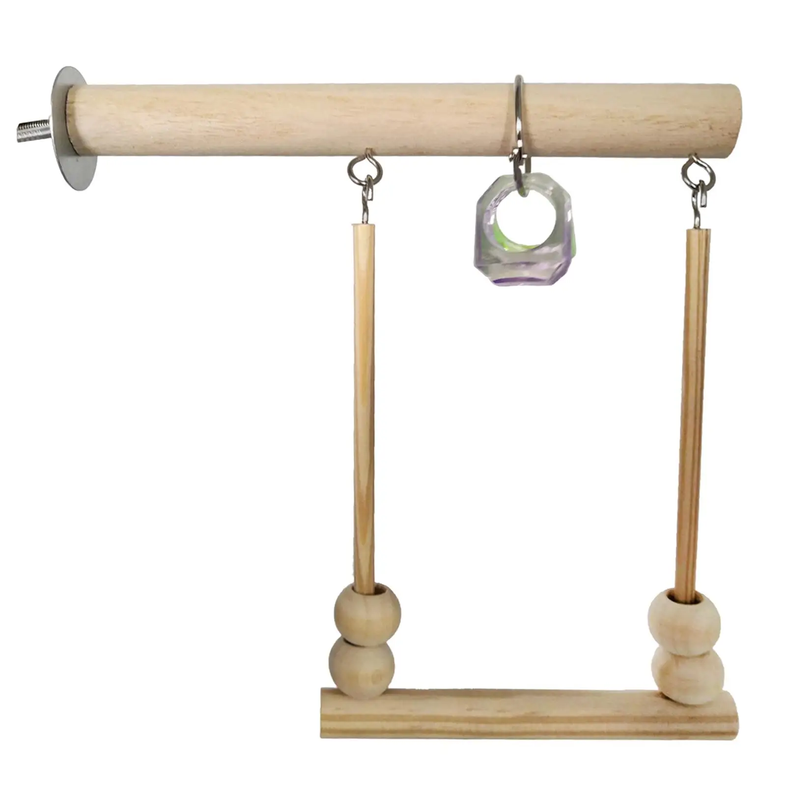 Parrot Wooden Stand Swing Cage Hanging with Chewing Bead Encourages Foot