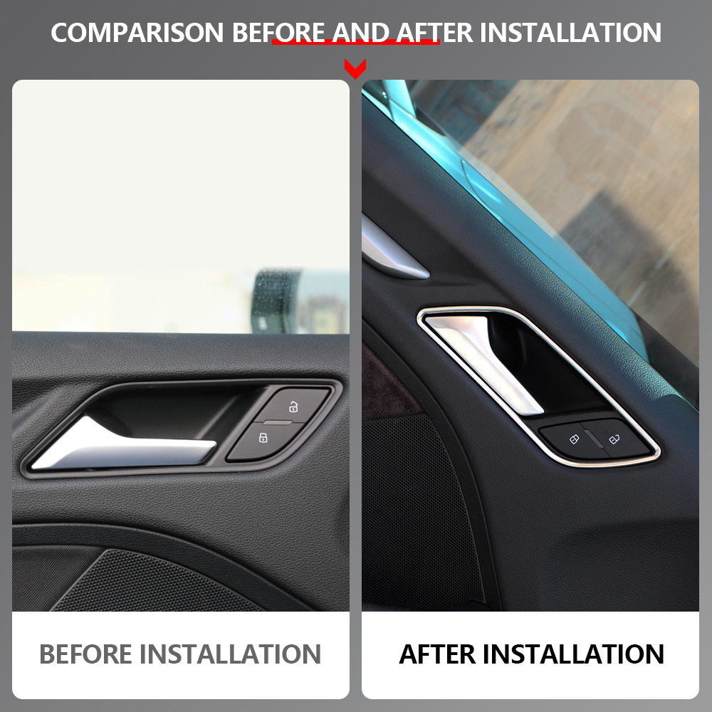 4 Teile/satz Edelstahl Auto Türgriff Dekoration Trim Ring Aufkleber Fall für Audi A3 8V 2013-2019 Aufkleber zubehör – Detail 1