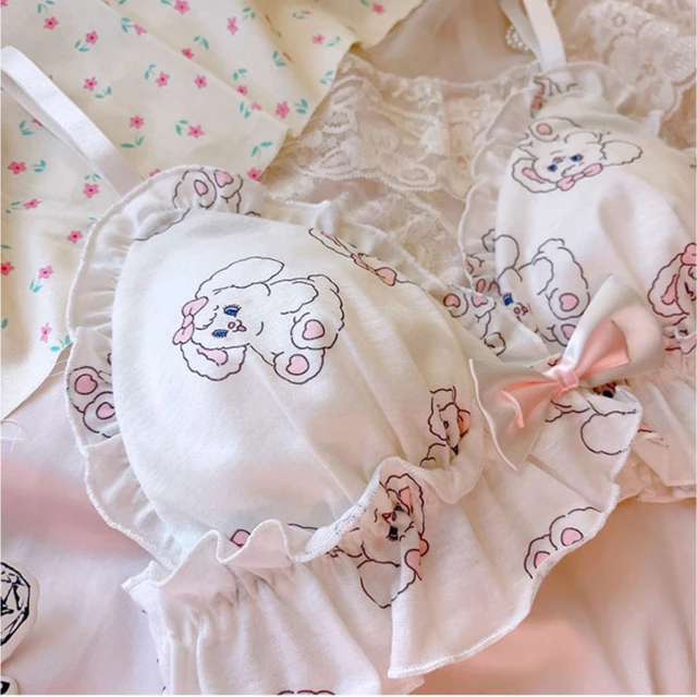 Anime Lolita Bras Underwear Sweet Loli Soft School Girl Bras Lingerie  Ruffles Lace Bow Knot Bra and Panty Set Wirefree Intimate - AliExpress