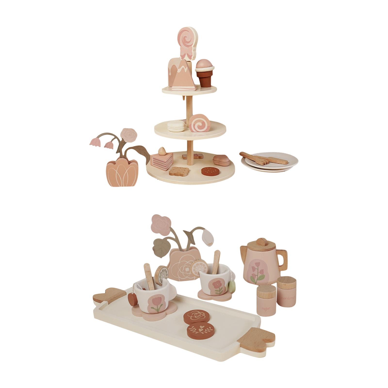 Wooden Little Girls Tea Party Set Mini Kitchen Gifts Toys for Party Favor