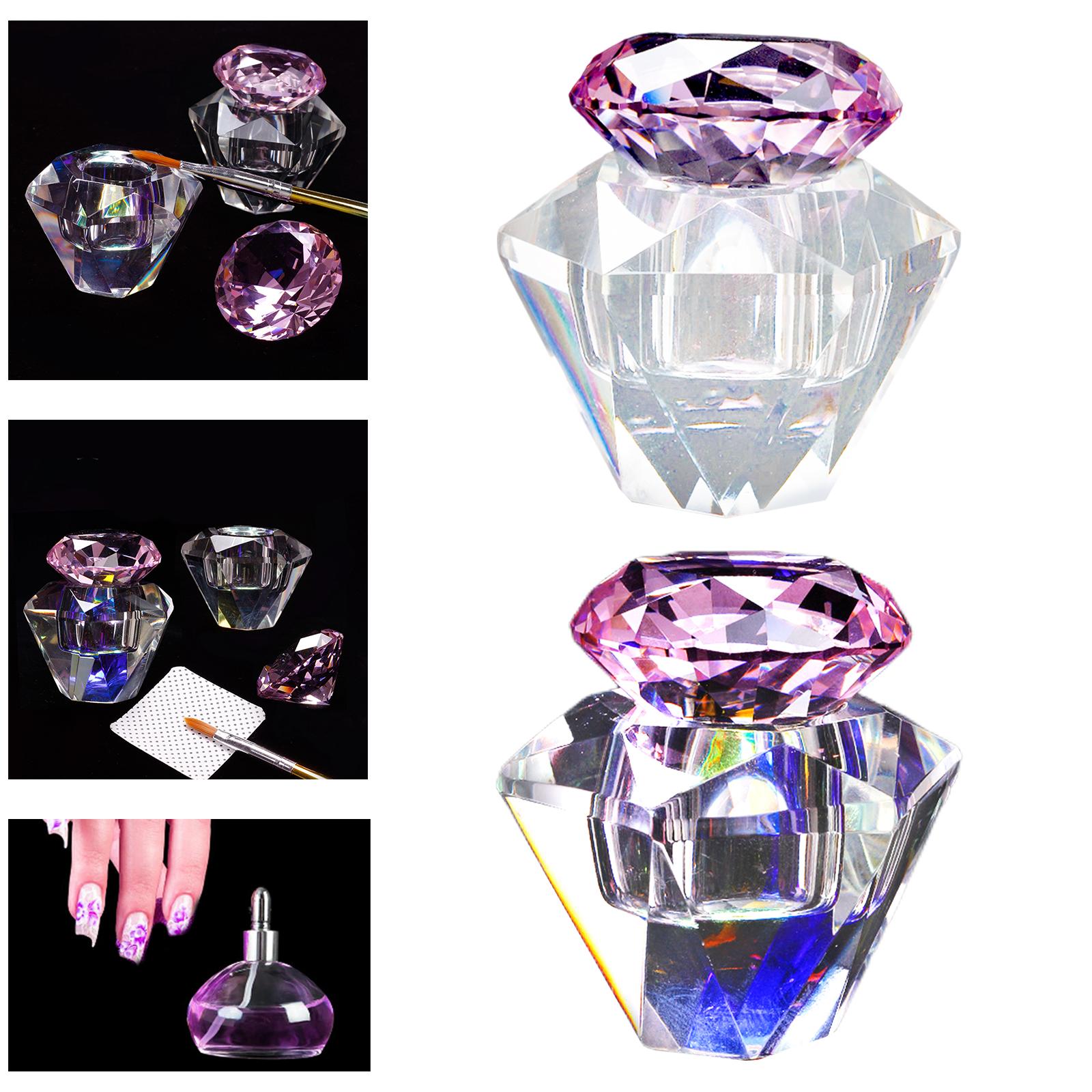 Glass Nail Art Cup with Lids Manicure Care Tools Crystal Glass Jar for Holding Acrylic Liquid