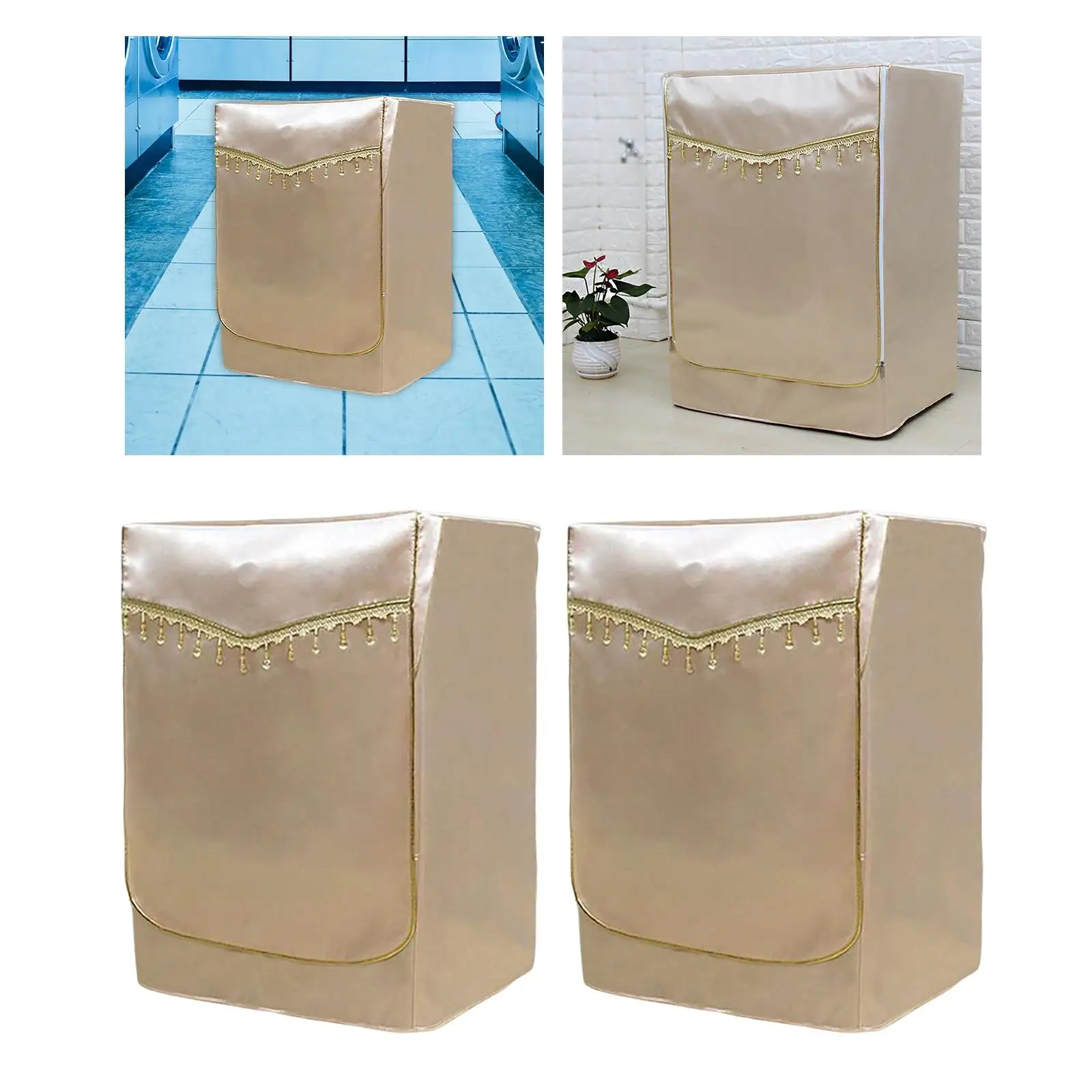 Washing Machine Cover Washer Sunscreen Polyester Protector for Most Front Loading Washers Roller Washer Zipper Design Outdoor