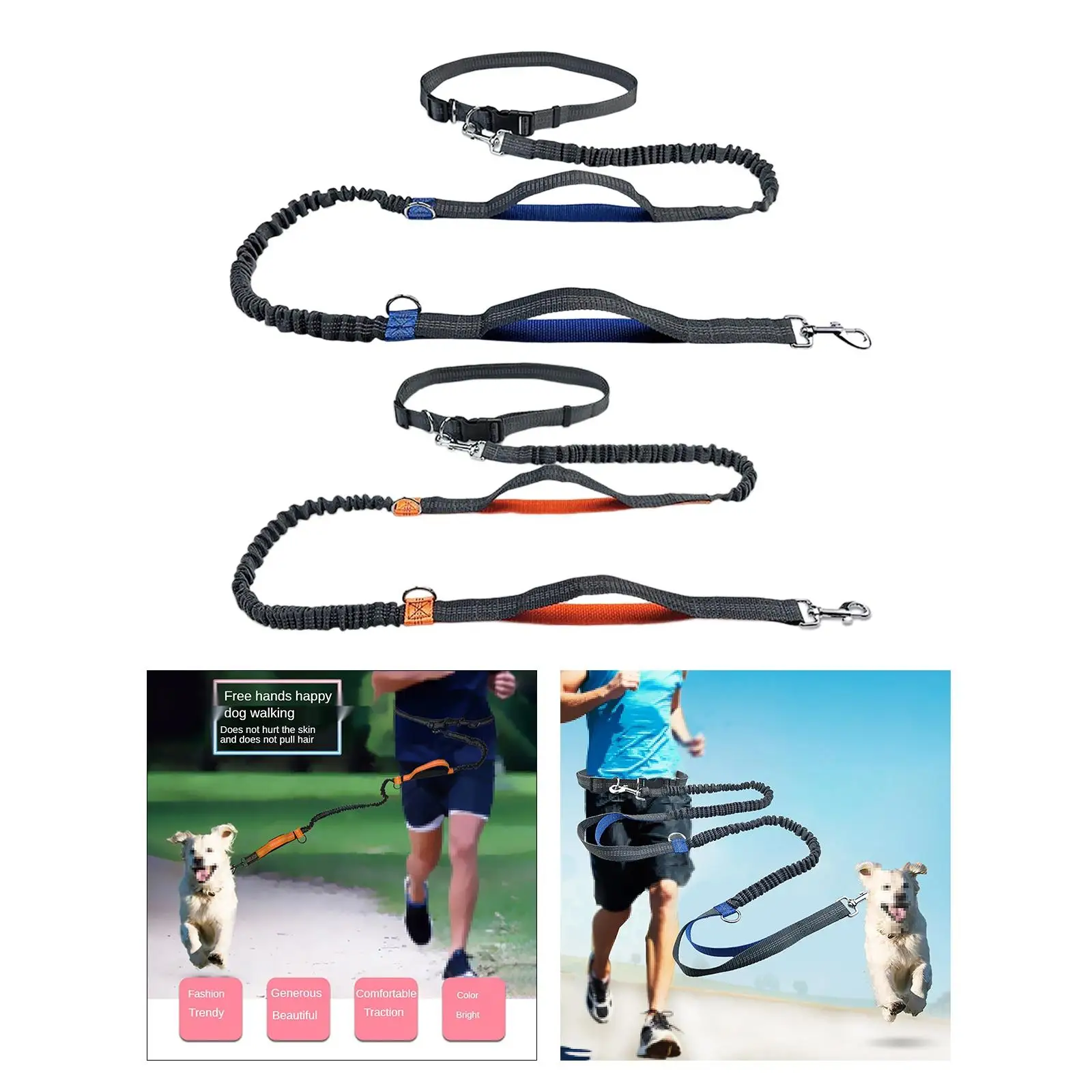 Hands  Leash Adjustable Walking Running Dog Leash with Control Safety Handle And Heavy Duty Clasp for Small Medium Large Dogs