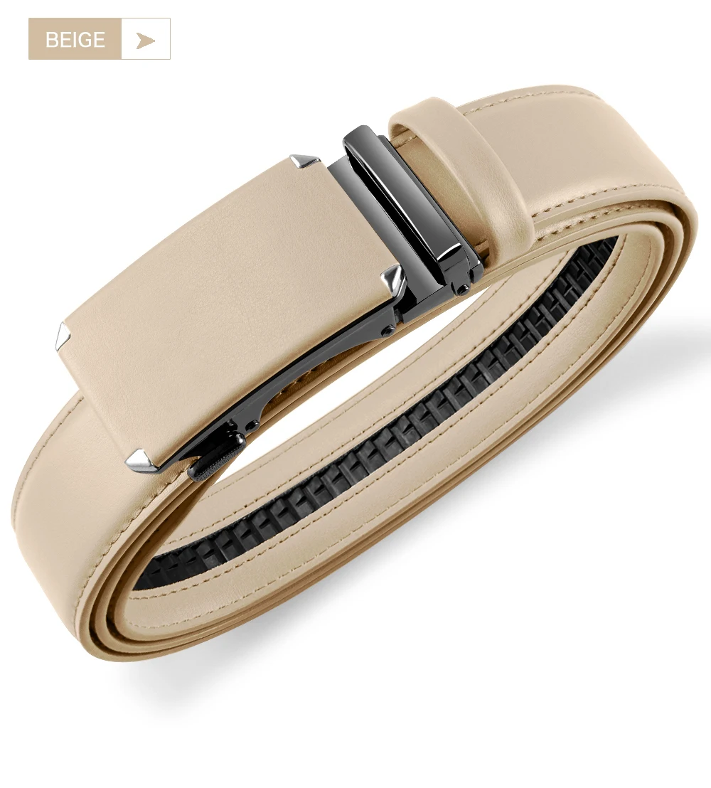 Title 14, Men Belt Metal Automatic Buckle Genuine Leather...