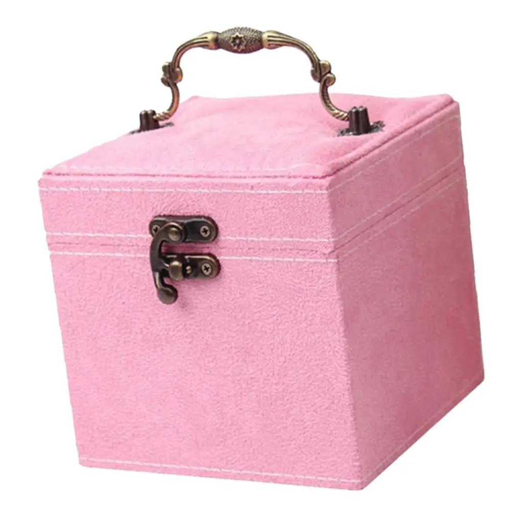 Luxurious Large Velvet Jewelry Box Case Storage with Mirror & Lock