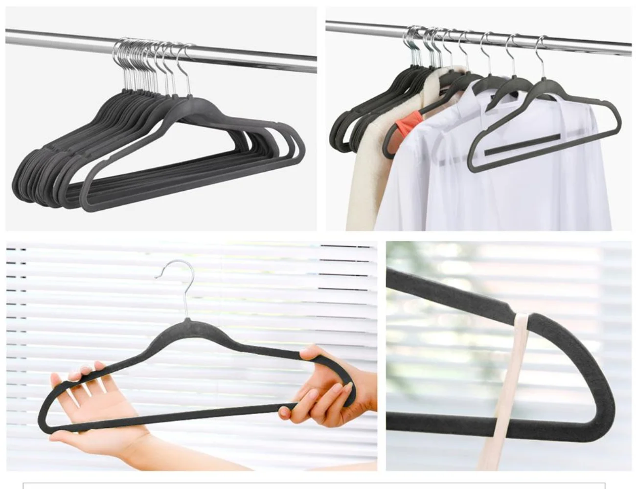 Non-Slip Velvet Hangers, 100 Pieces, Gray  Baby Hangers  Organizador Closet  Clothes Hanger  Clothes Organizer