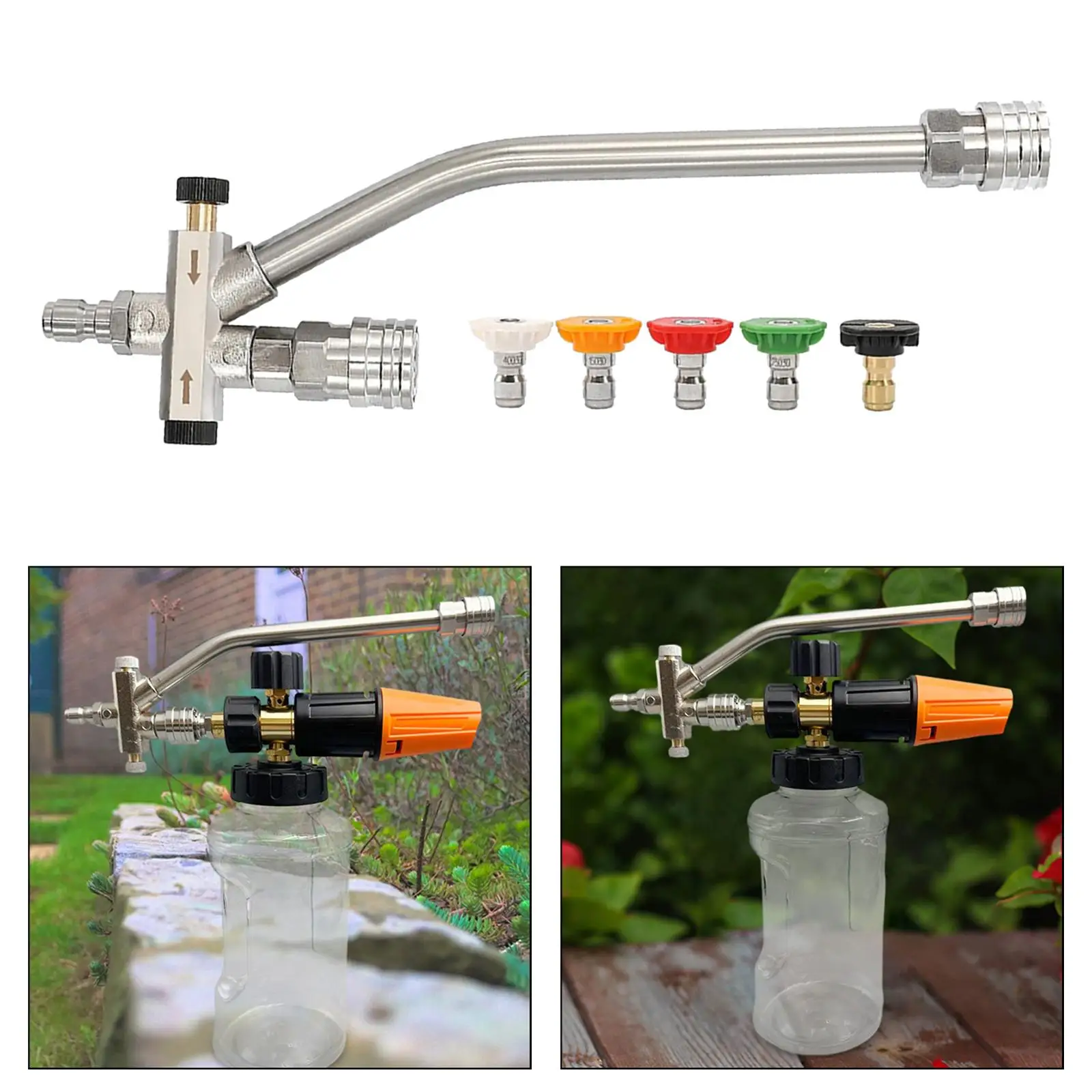 Dual Connector Accessory for Washing Cars Cleaning Driveways Lawns Care