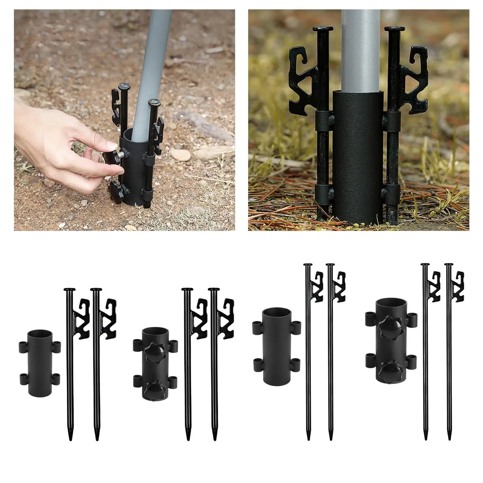 2Pcs Camping Tent Stakes Pins Spikes Heavy Duty Canopy Ground Nails Practical Tarp with Pole Fixed Tube for Outdoor Picnic