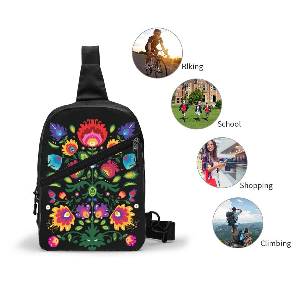 arte de flores polonesas, mochila de ombro para viagem, ciclismo