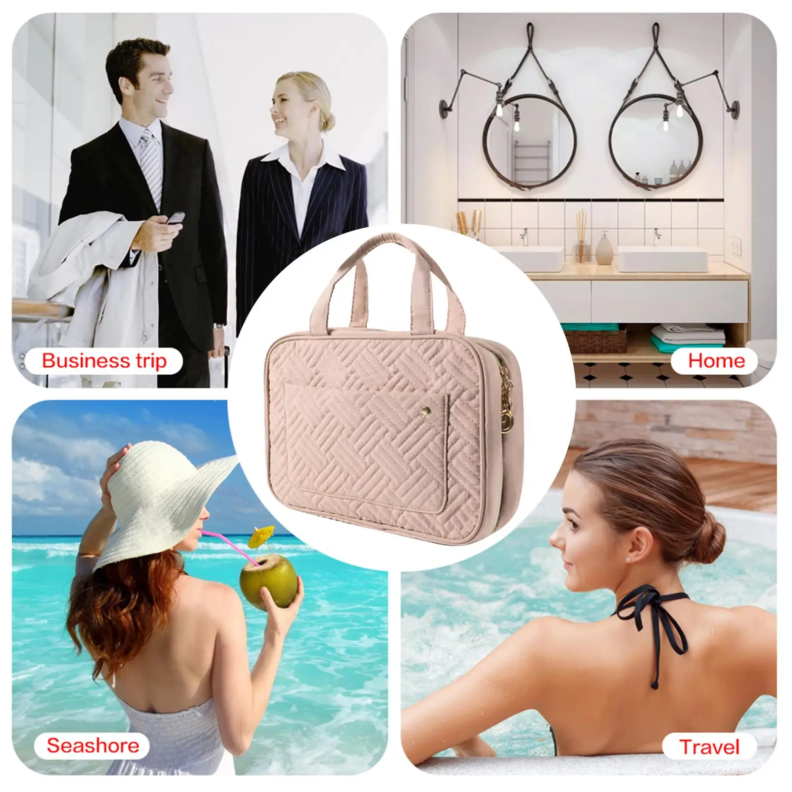 Hanging Toiletry Bag, Foldable Waterproof Stylish Fashionable Makeup Bag Shower Organizer Kit for Traveling Cosmetics Toiletries