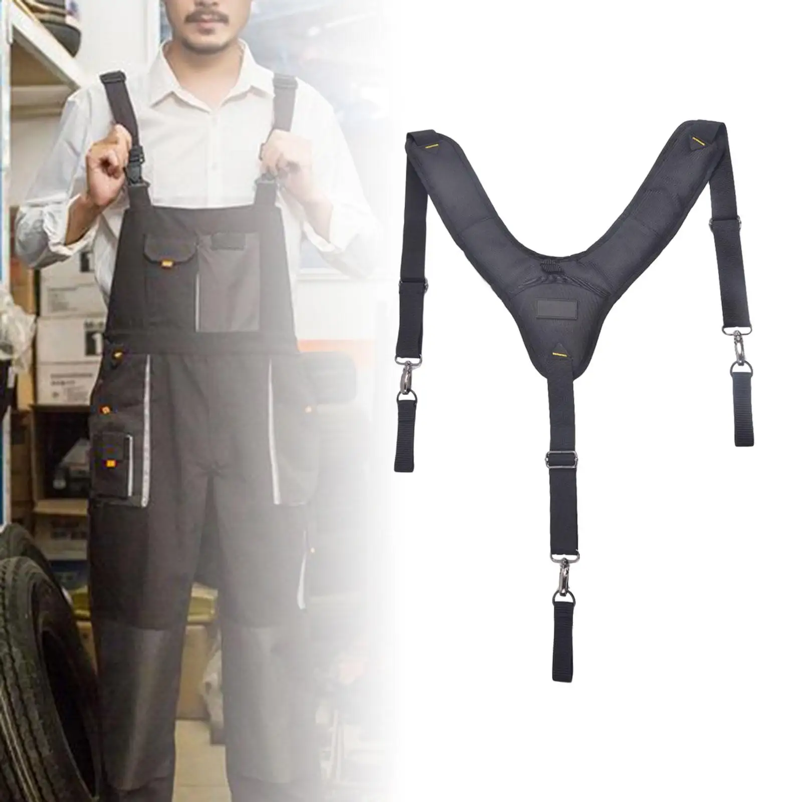 Work Suspenders Black Construction Tools Adjustable Shoulder Straps Classic Tool Belt Suspenders for Men Electrician Maintenance