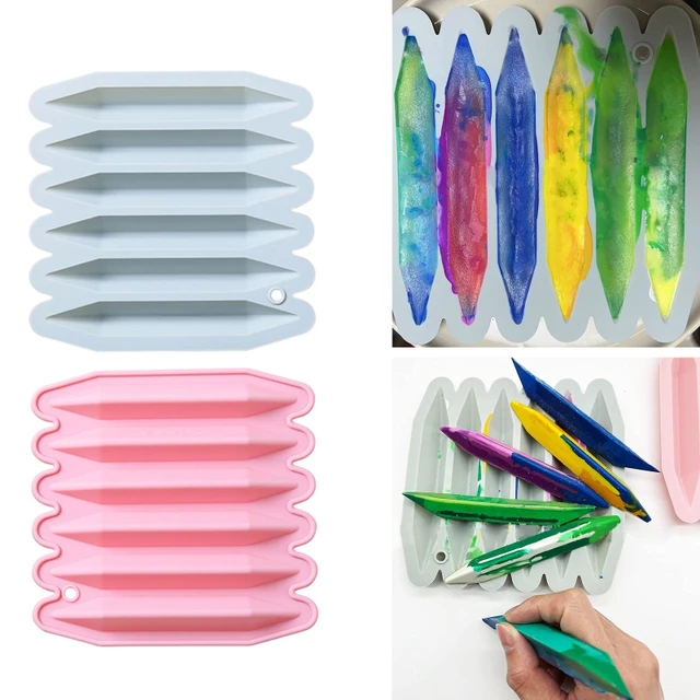 Moldes de silicona para crayones para niños, molde de reciclaje de crayones  de doble punta 3D, molde de crayón suave de silicona, molde reutilizable