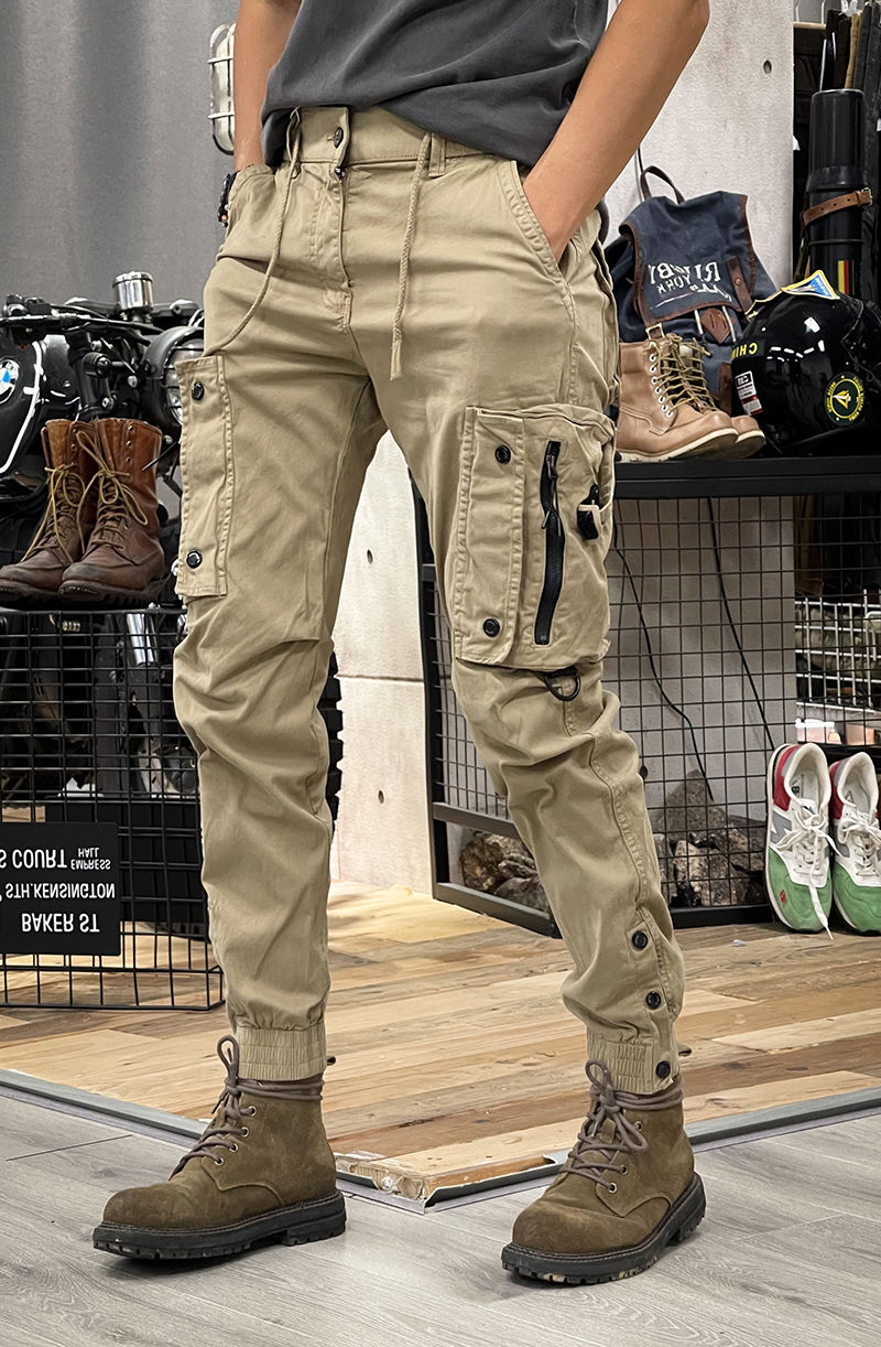 Military Tactical Cotton Cargo Pants for Mens Elastic Casual Trousers Zipper Multi-Pocket Joggers Fashion Khaki Black Army Green