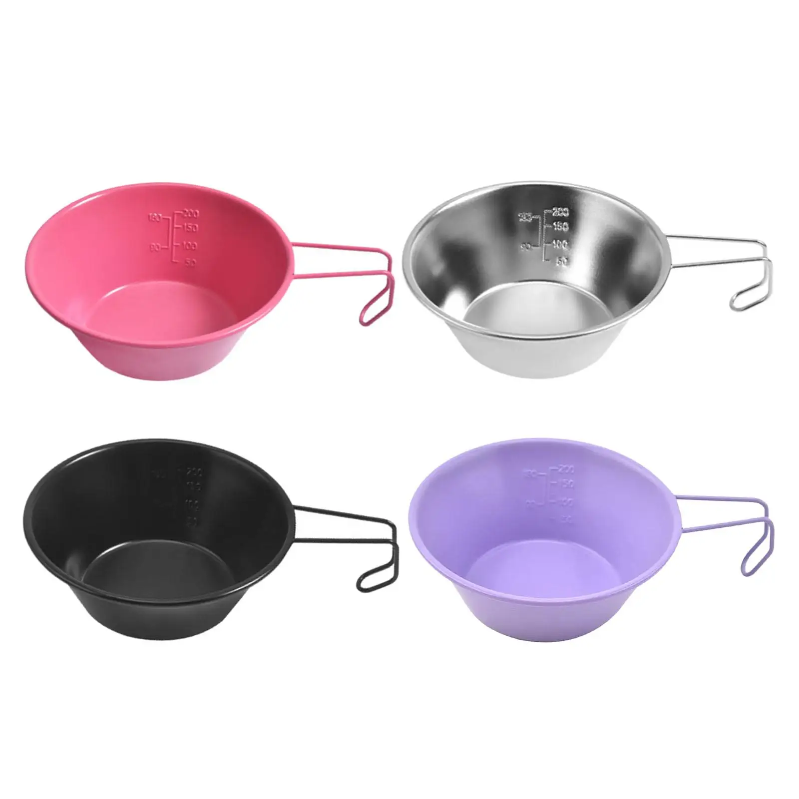 Camping Bowl Portable Cooking Food Drink Container Stainless Steel Outdoor Bowl Utensil for BBQ Barbecue Hiking Kitchen Fishing