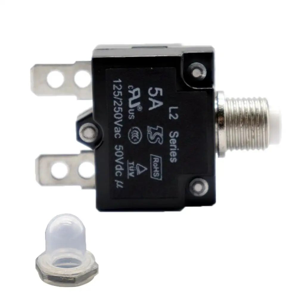 5 Amp DC Thermal Circuit Breaker with  Terminal & Transparent Waterproof Button Cover
