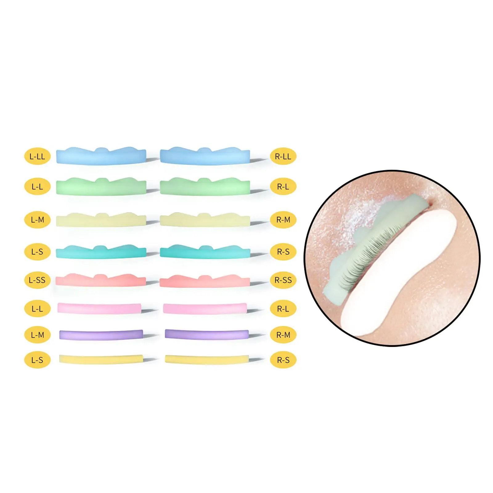 16 Pieces Lash Lifting Rods Lifting Shield Rods Eyelashes Makeup Beauty Reusable Eyelash Perming Tool Set Eyelash Pads (S, M, L)