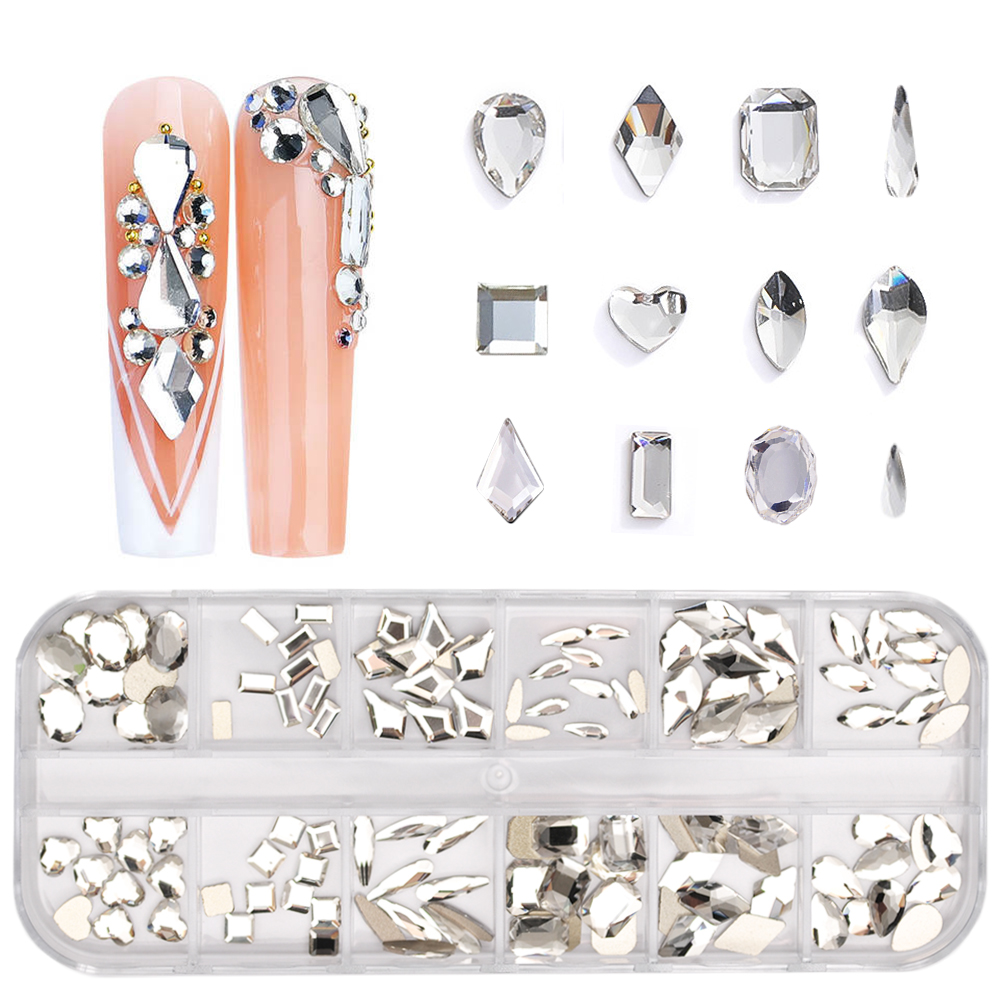 Best of Clear Color 120PCS 12 Shapes Nail Parts Non Hotfix Rhinestones Flatback Crystal Diamond Gems 3D DIY Glitter Nail Art Decorations Reviews & Tips