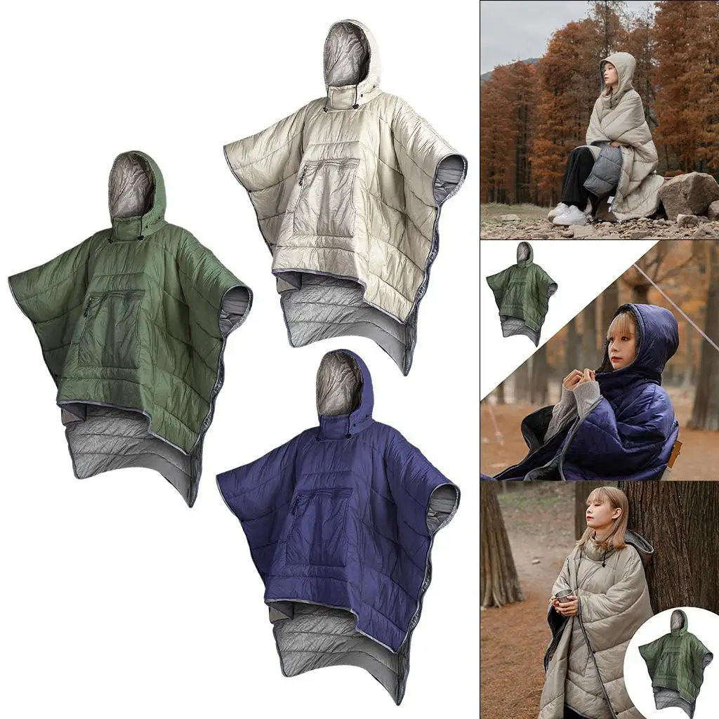 Winter Outdoor Sleeping Bag Cloak Camping Hooded Blanket Waterproof