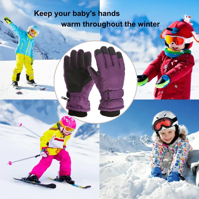  AuSletie Guantes de invierno impermeables para niños, guantes  de esquí de nieve para niñas, guantes de snowboard cálidos para niños :  Ropa, Zapatos y Joyería