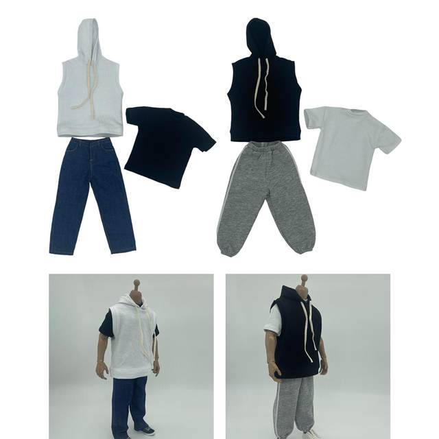 3Pcs 1/6 Men Sleeveless Hoodie Pants Short Sleeve Cloth Handmade Doll  Clothes for 12in Male Action Figures Dress up Accessories - AliExpress