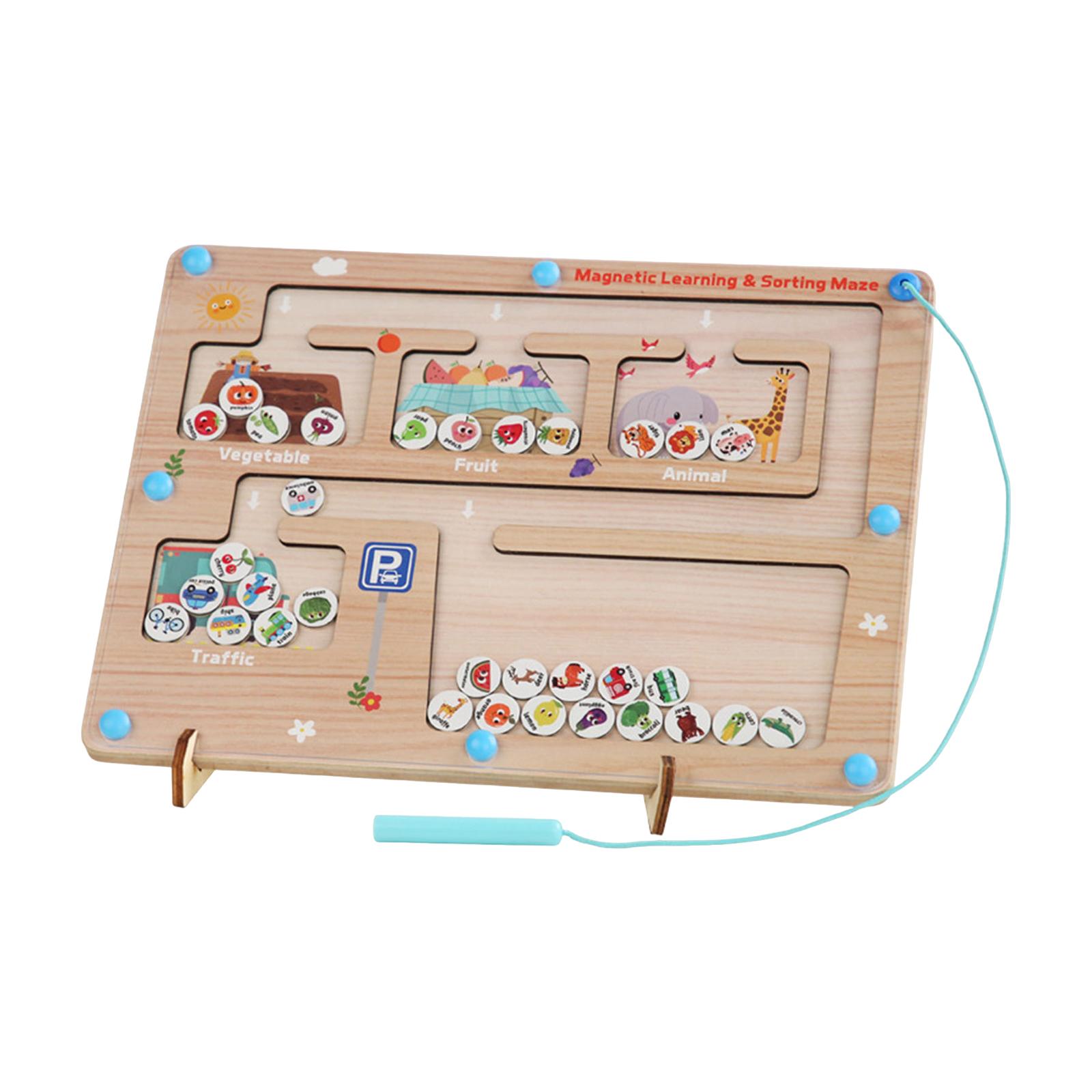 Magnet Puzzle Game Board Fine Motor Skill Travel Toys Wooden Magnetic Maze Board for Game Travel Birthday Gift Activity