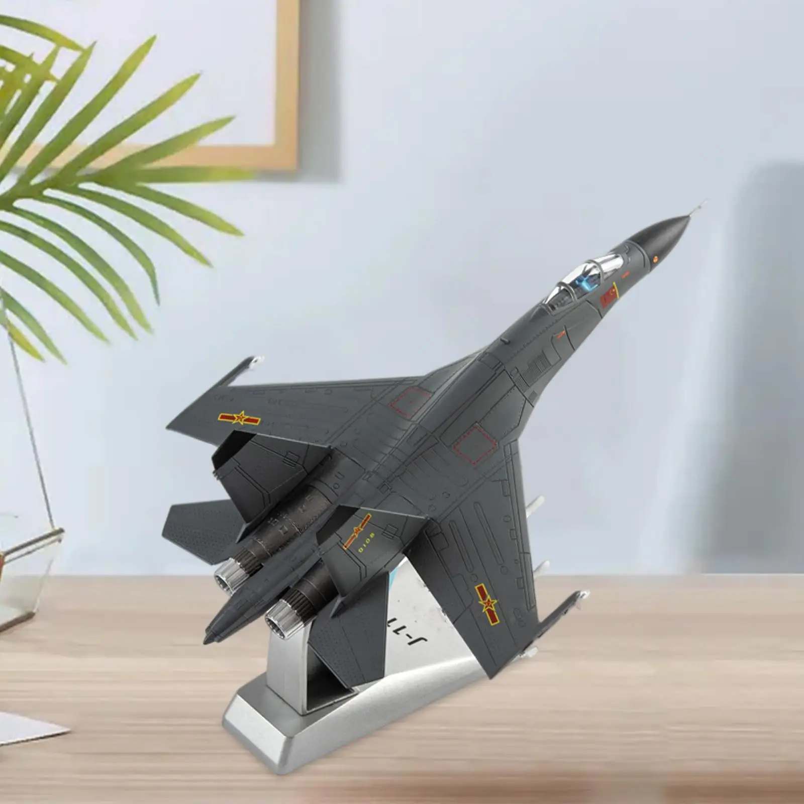 Alloy Diecast 1/100 Scale Aircraft J-11 Fighter Collectables Ornaments with Dispaly Stand Model Plane