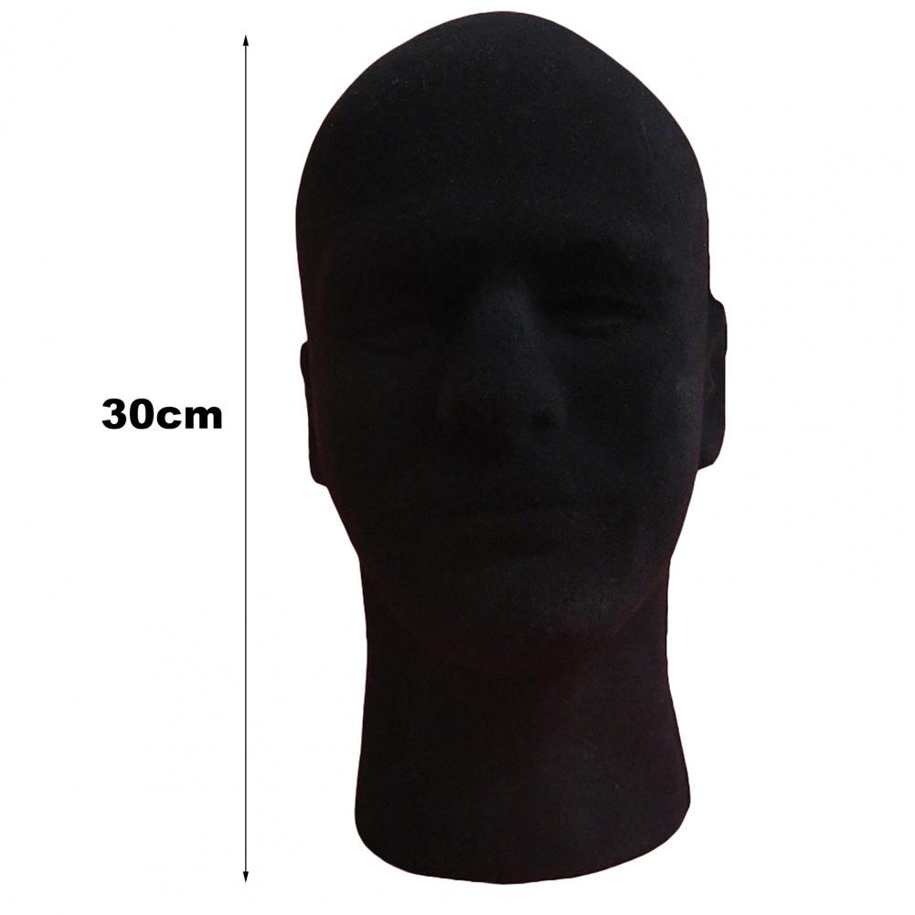 Description Picture 2 of itemMale Foam Flocking Head Model Glasses Headset Wig Display Stand Tool Mannequin hairdresser's head Black foam mannequin hair head