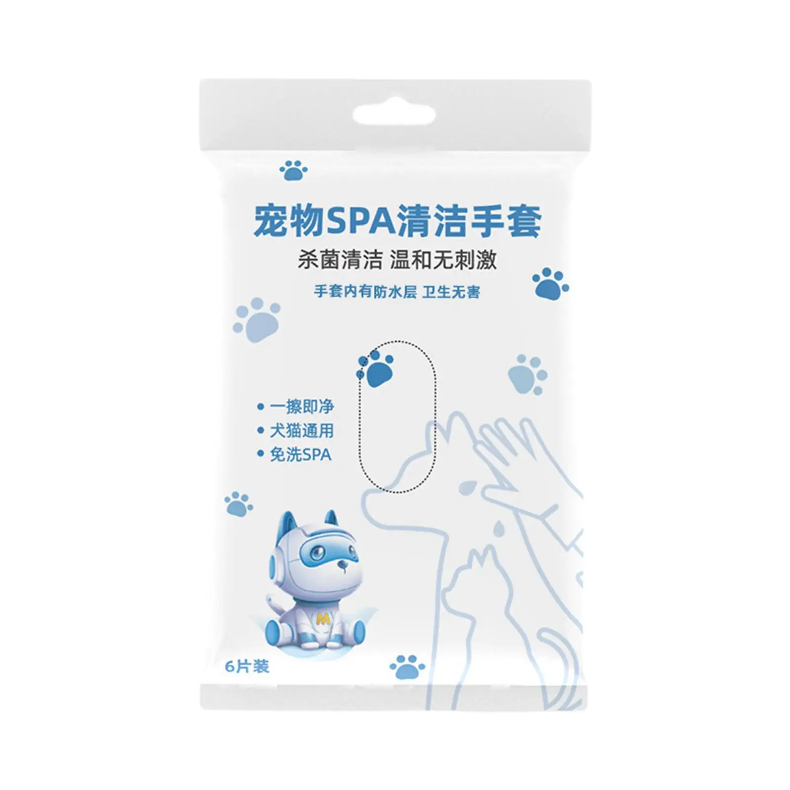 6 Pieces Disposable Wipe for Pets Dog Cleaning Glove Wipe for Activity