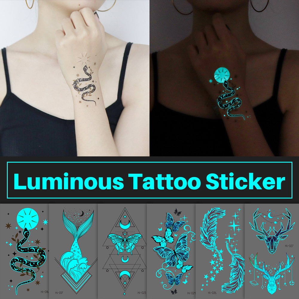 Best of Fish Butterfly Luminous Tattoo Sticker Temporary Waterproof Face Arm Body Art Large Fake Tattoos Women Festival Makeup Products Reviews & Tips