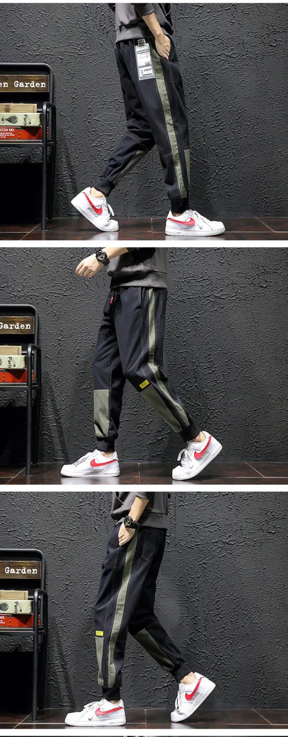 grey cargo pants 2022Spring Pants Men's Fashion Ankle-Tied plus Size Loose Cargo Pants Cool and Wild Ankle-Tied Sports Casual Pants Men plus size cargo pants