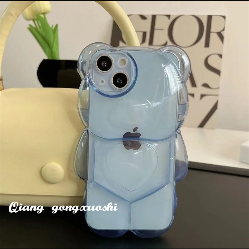 cheap iphone xr cases Super Cute Cartoon 3D Transparent Bear Soft Phone Case For IPhone 12 11 13 Pro Max XR X XS Max Girl Animal Shockproof Soft Cover xr phone case