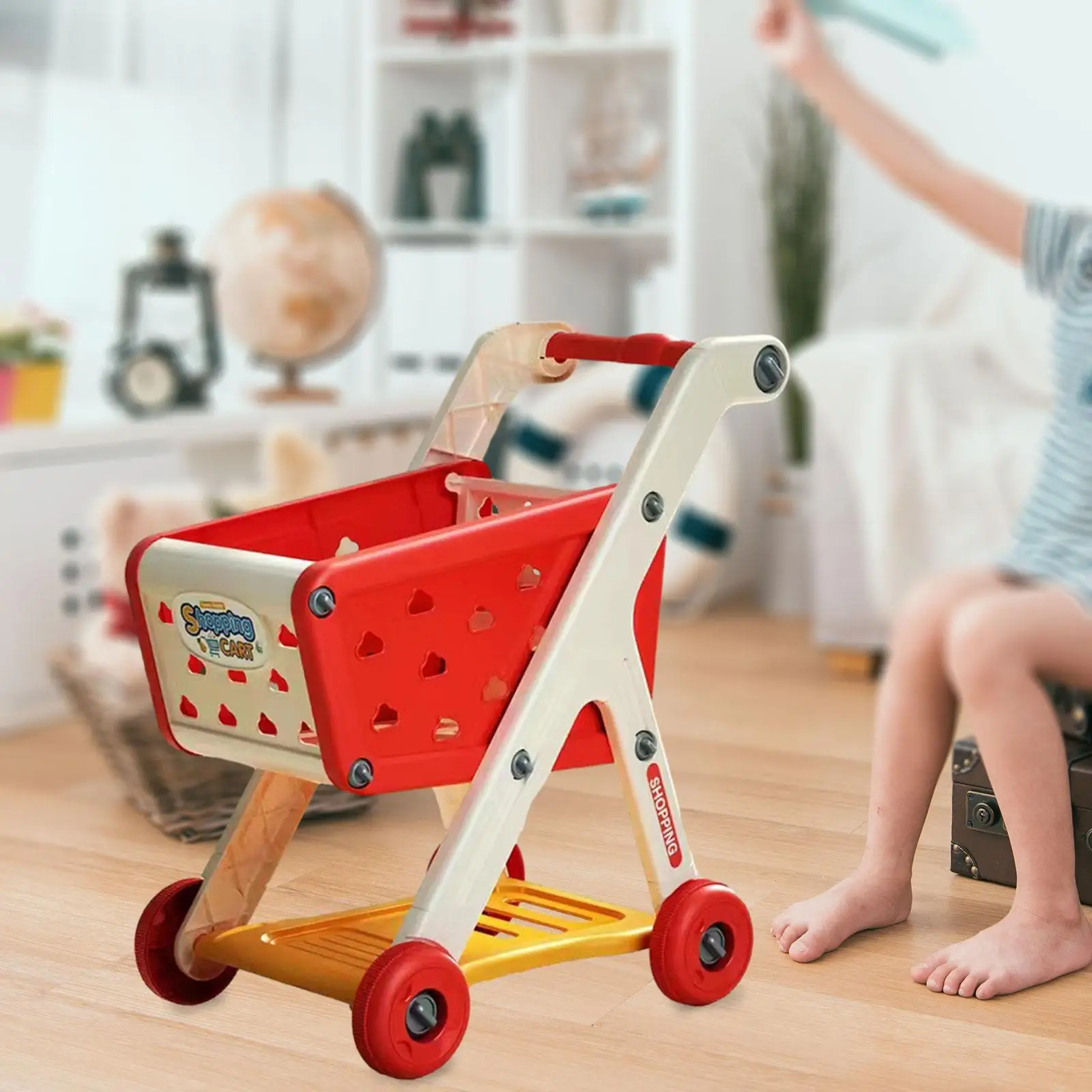 Kids Shopping Cart Toy Trolley Play Set Simulation Mart Shopping Cart Supermarket Handcart Toy