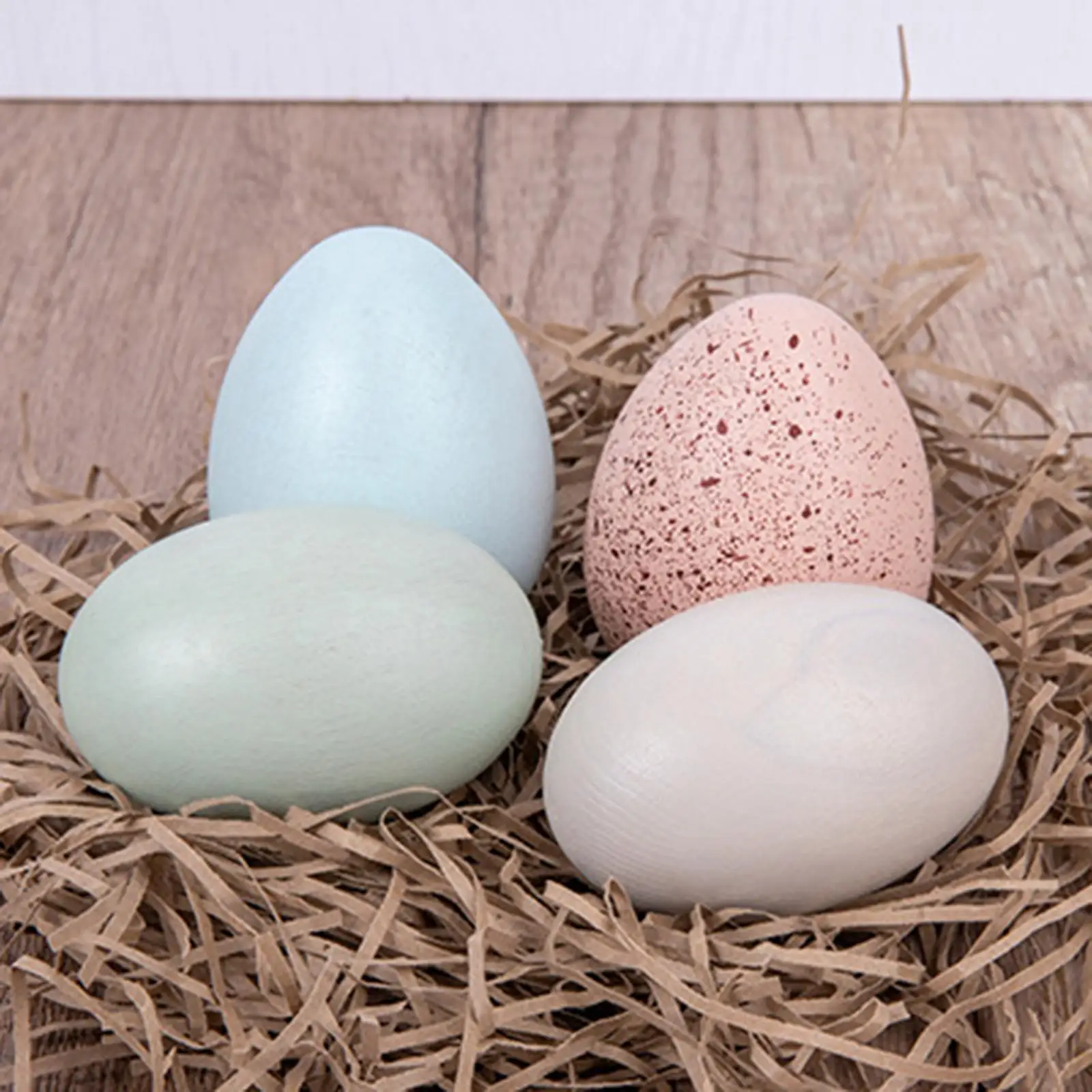 12 Pieces Wooden Simulation Egg DIY Painting for Children`s Easter Gifts