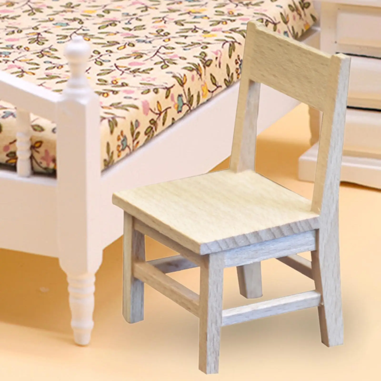 Mini Wooden Chair Doll House Furnishing Handmade DIY Craft Miniature Furniture 1/12 Scale Dollhouse Furniture for Photo Props