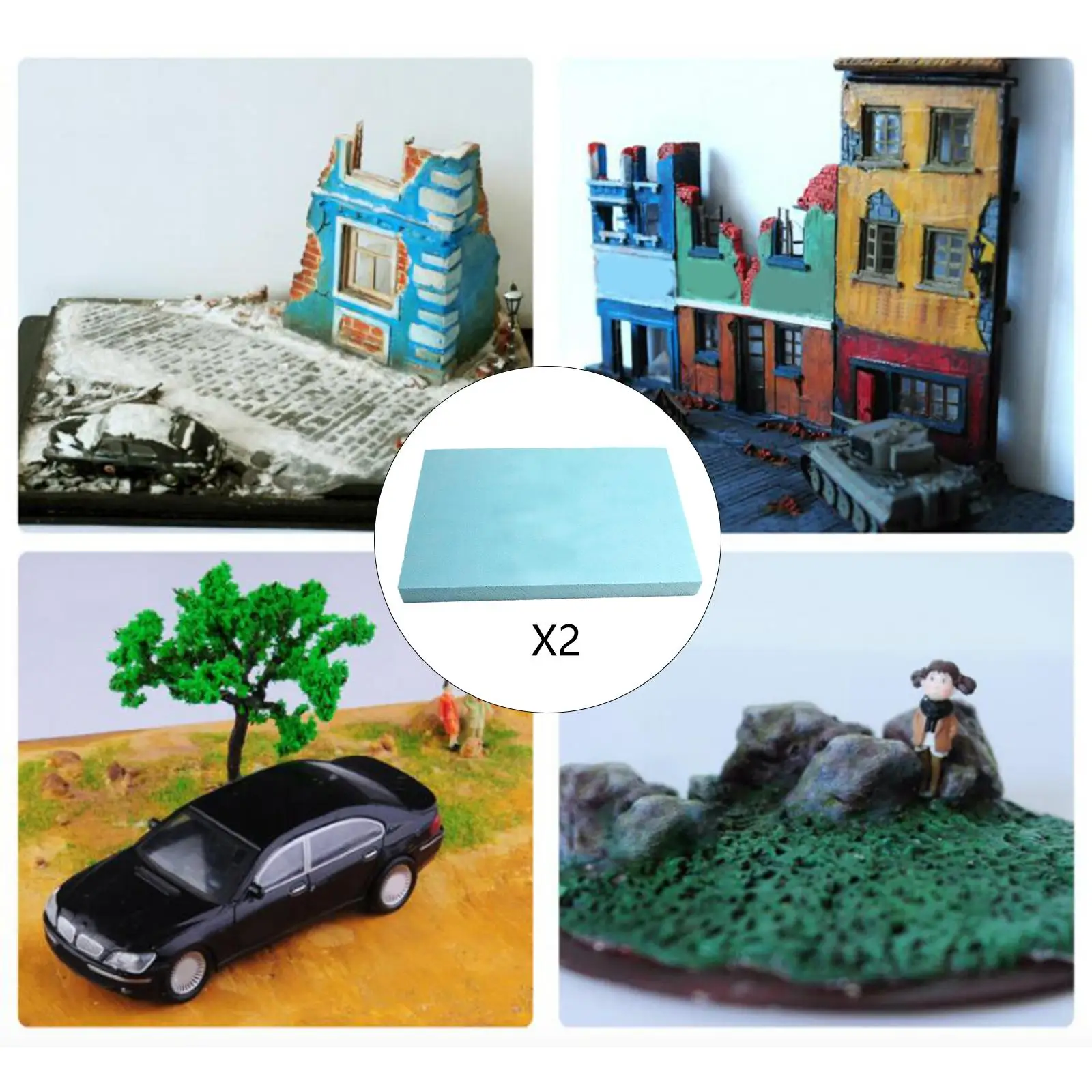 2x DIY Model Material Diorama Base Sculpting Sheets Foam Rectangle Blocks for Hobby Arts Crafts