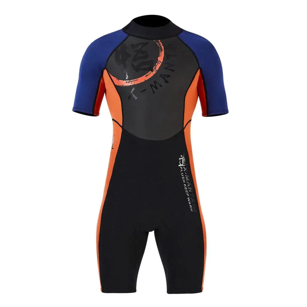  Men`s 3mm Neoprene Shorty Wetsuit Diving Suit Jumpsuit -  , Back Zipper - Select Sizes