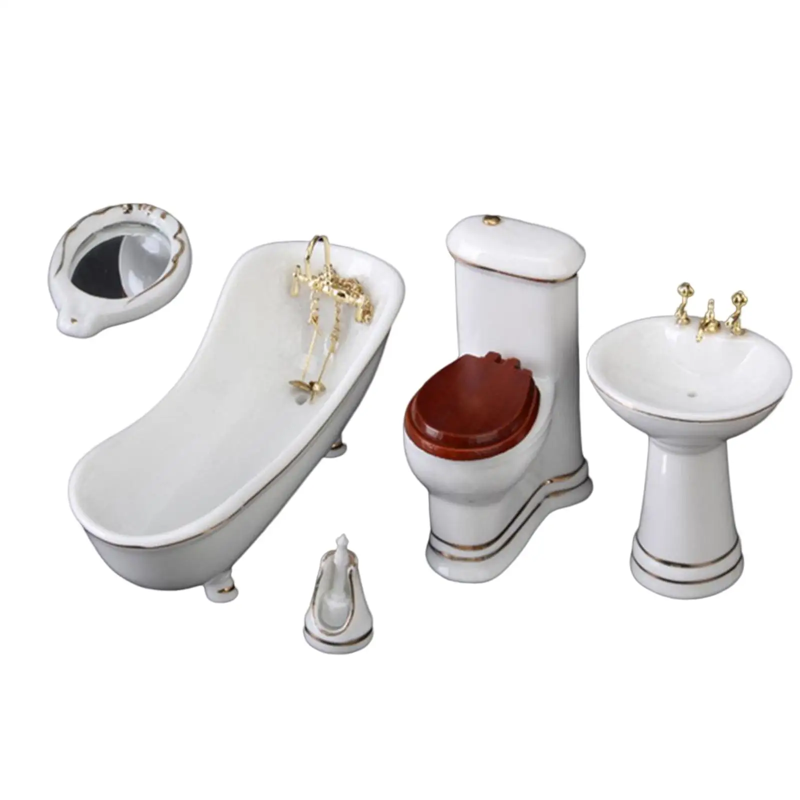 5Pcs Miniature Bathroom Set Miniature Washbasin for Bathroom Restroom Decor