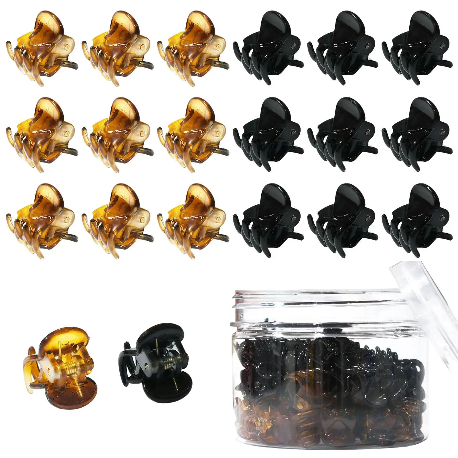 48Pcs Mini Hair Clips with Transparent Box Package Hairstyles Beautiful Claw Clips for Party Hair Decroation Kids and Adult