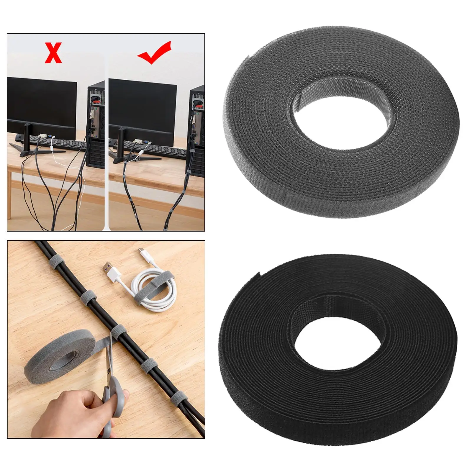 Multifunctional Cable Organizing Tape Storage Accessory Reusable 5 Roll Polyester for Wire Headphone Fishing Rod Towel