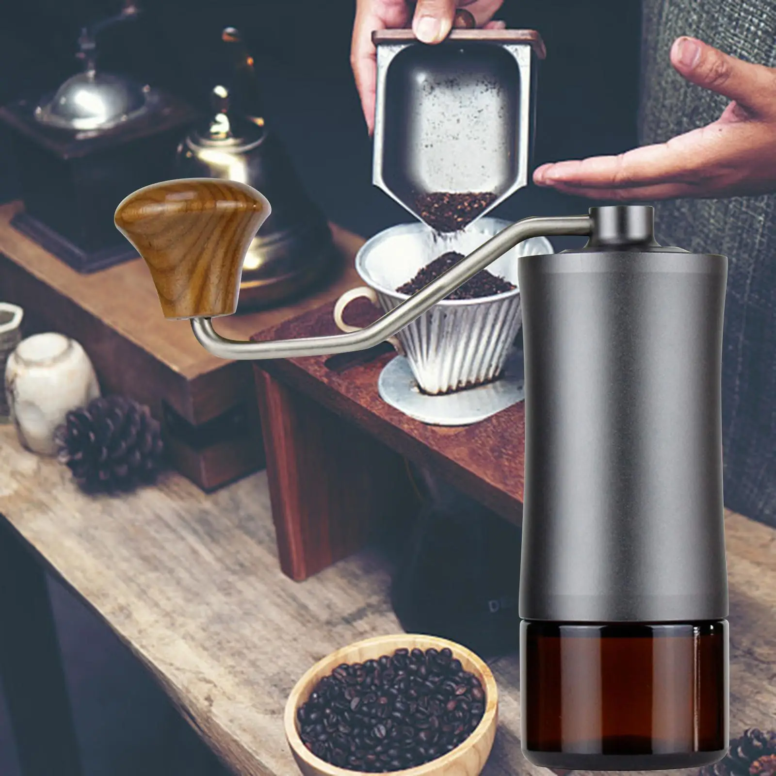 Generic Coffee Grinder Bean Bin Easy to Clean Manual Small Container Portable Glass for Home Use Cafe Replacement Accessories