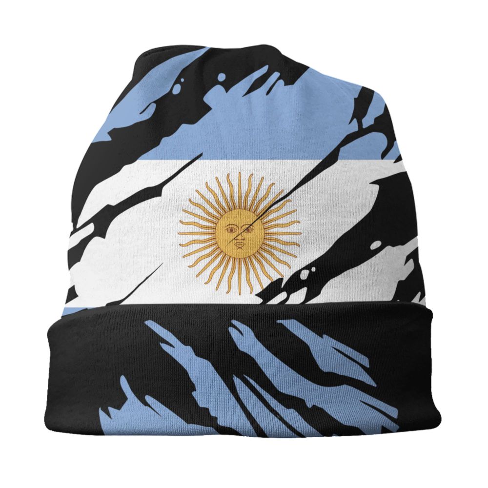 Benutzer definierte Flagge von Argentinien Schädel Mützen Mützen Männer Frauen Unisex Straße Winter warme Strick mütze Erwachsenen Motorhaube Hüte – Detail 27