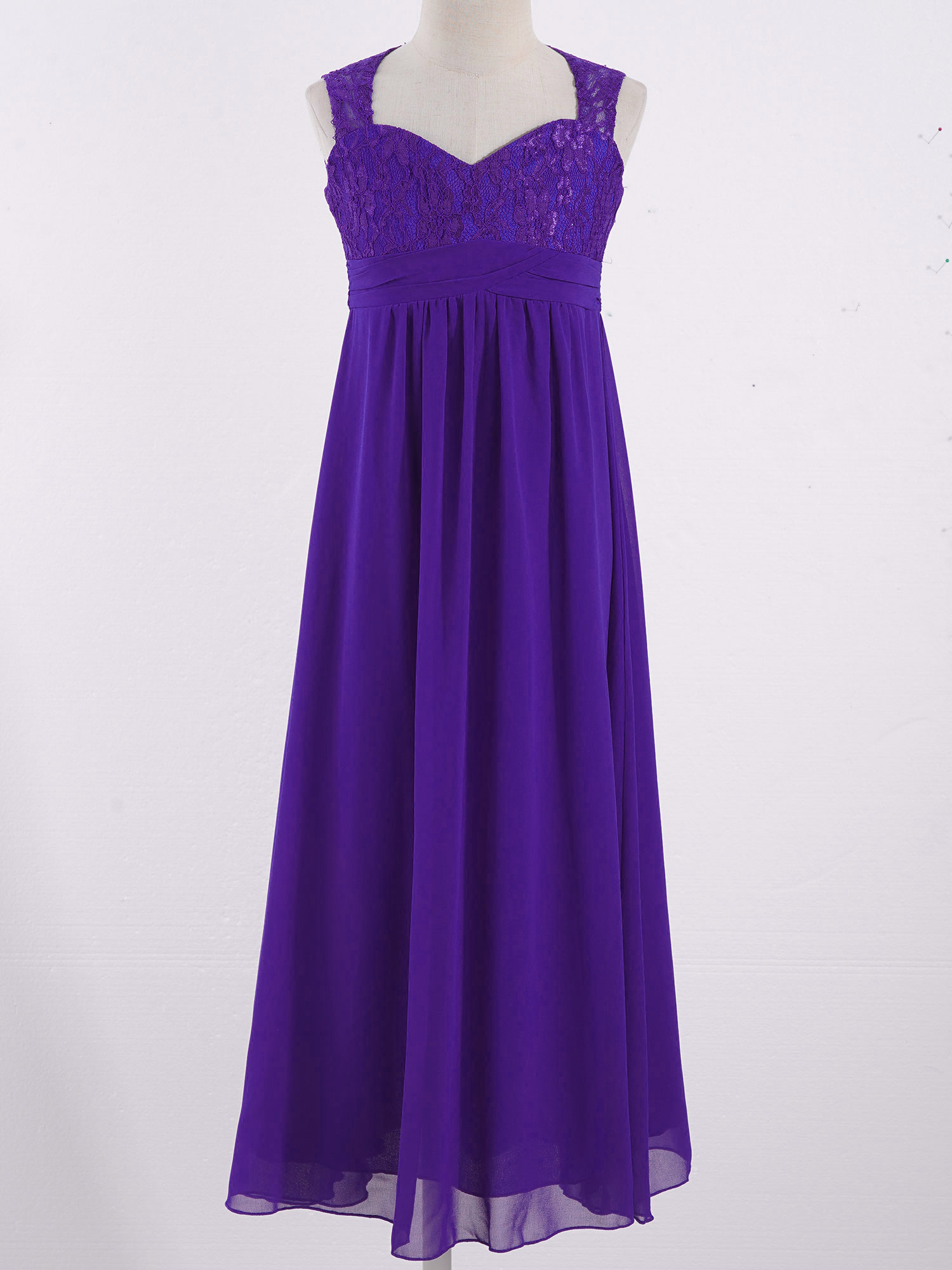 4-16Yrs Mädchen Ärmellosen Chiffon Spitze Party Kleider Blume Mädchen Kleid Pageant Hochzeit Brautjungfer Geburtstag Prinzessin Maxi Kleid – Detail 10