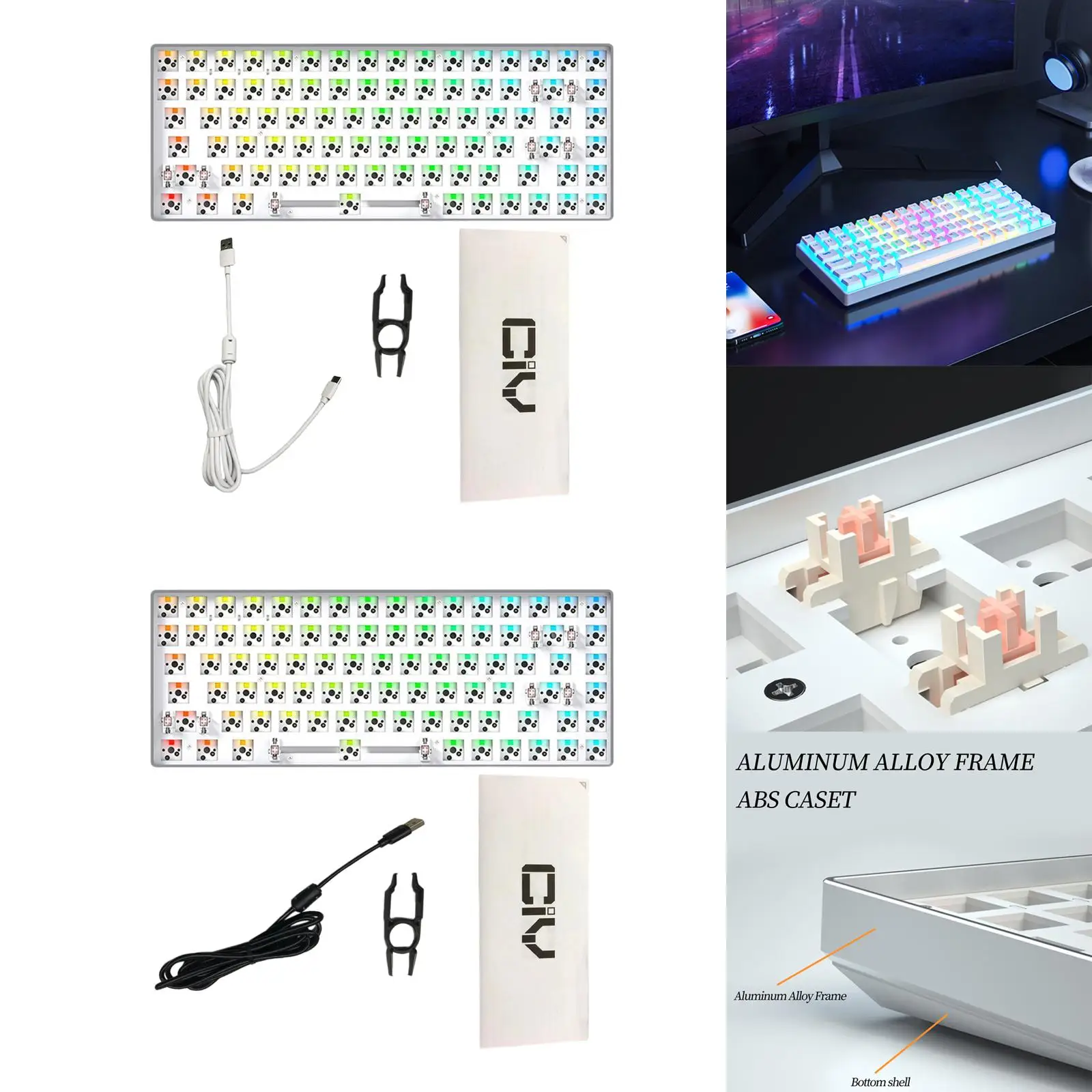 84 Keys Modular Mechanical Keyboard Hotswap Switch Sockets DIY Kit Gaming Fine Tuned Satellite Axis with Shaft Puller