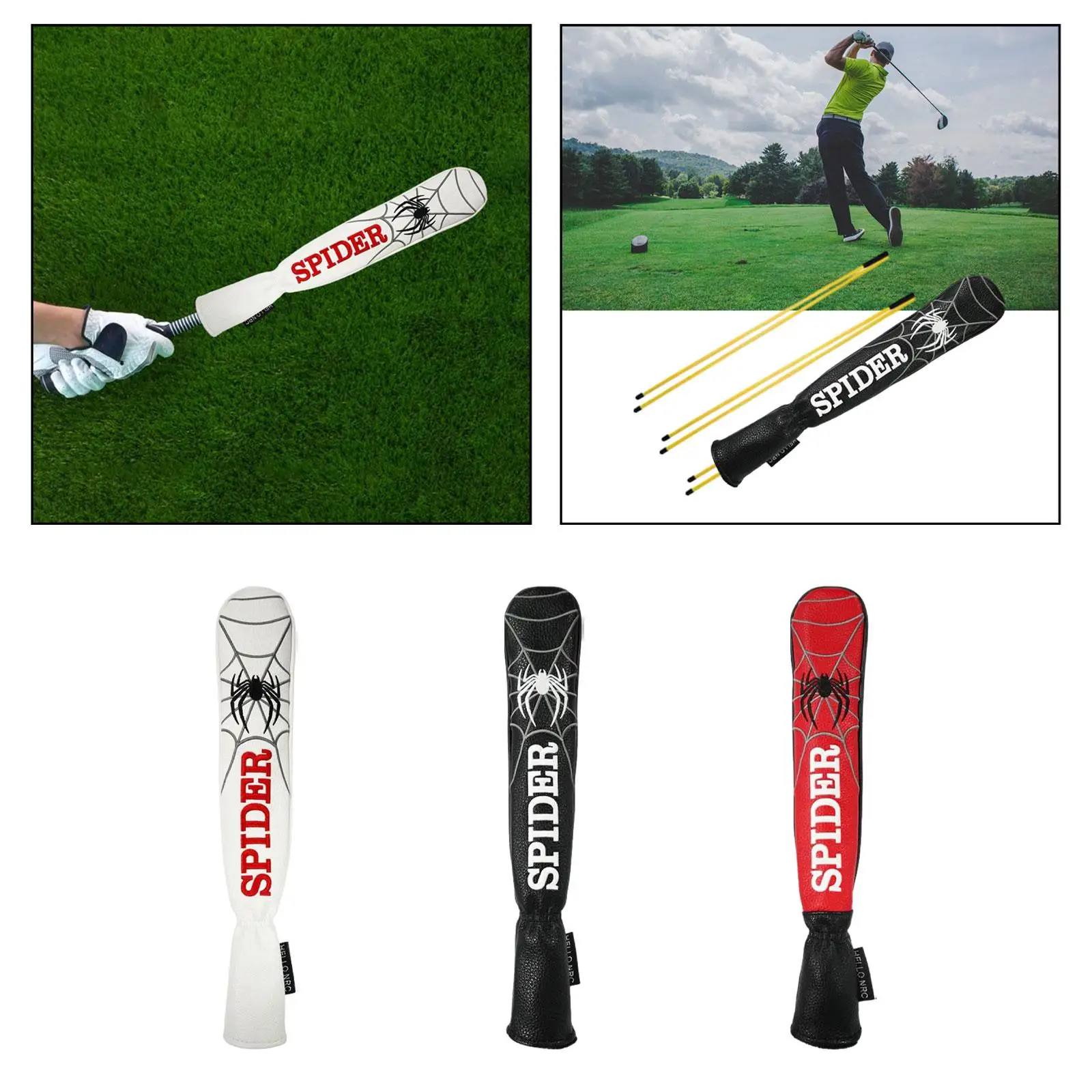 Golf Headcover Golf Alignment Rod Cover Case Holder Premium PU Leather