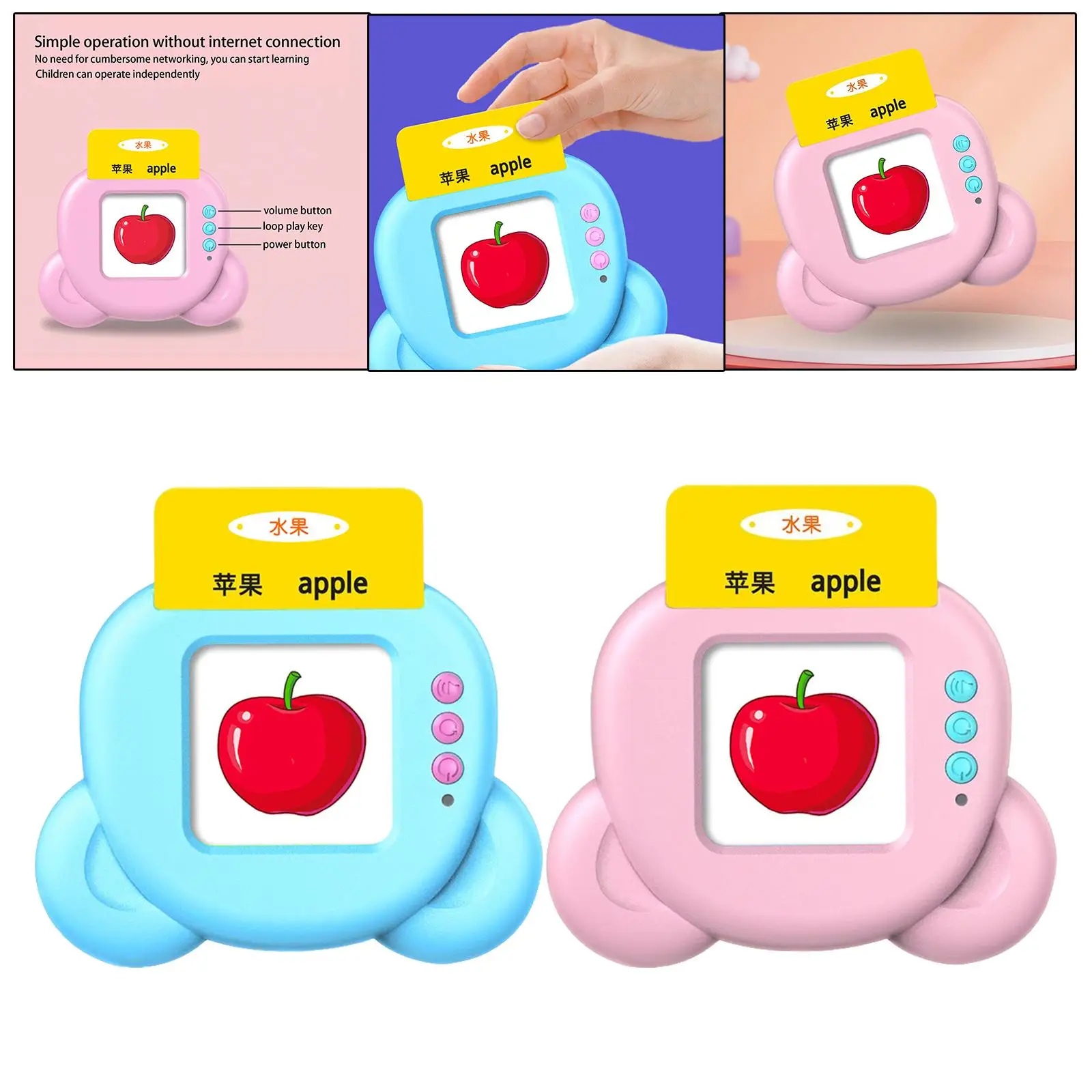 Talking Flash Cards English/Chinese Bilingual Learning Machine Speech Teaching Toy Montessori for Birthday Gift Toddler Ages 3+