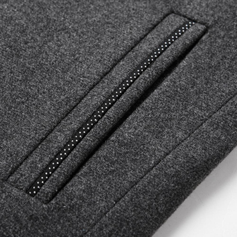 Description Picture 4 of itemMen Woolen Coat Long Sleeves Super Soft Windproof Anti Pilling Trench Coat Windbreaker   Men Woolen Jacket  Streetwear