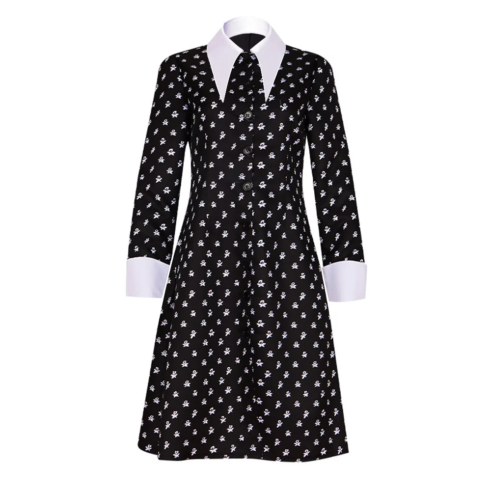 Film Wednesday Addams Cosplay Dresses Costume Cosplay Gothic Wind Dress  costumi da festa di Halloween per bambini adulti bambini - AliExpress