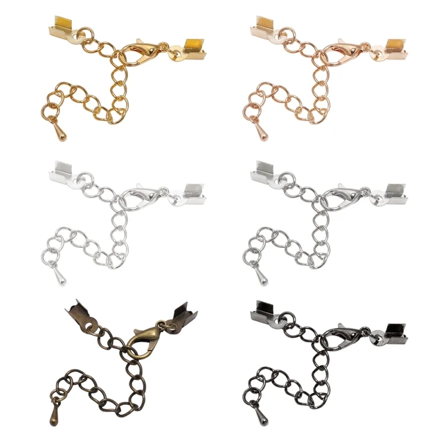 COHEALI 10pcs Crimp Cord Ends Necklace Clasps and Closures Necklace  Fasteners Hook Jewelry Clamp Lobster Clasp Extender Bracelet Jump Rings  with Clasp