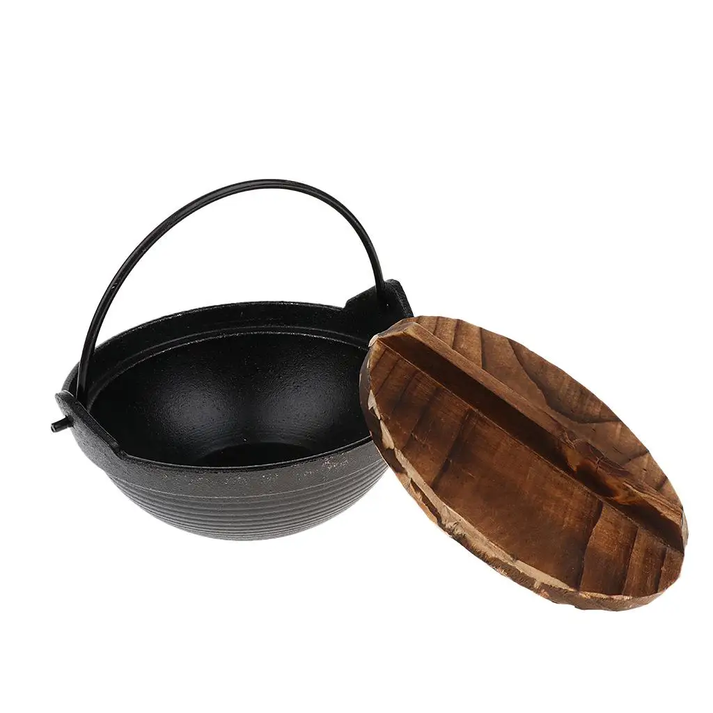 18cm/20cm Diameter Aluminum Alloy Campfire Cooking Pot with Wooden